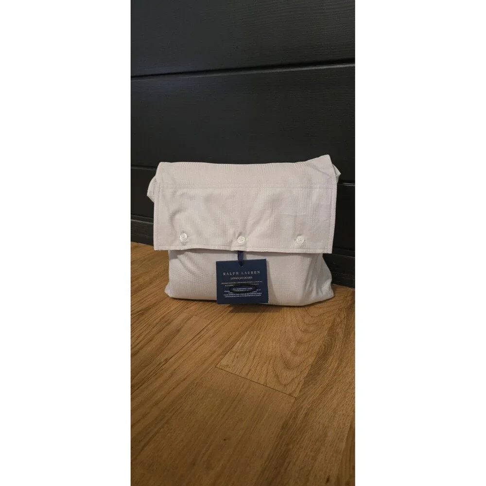 Ralph Lauren Duvet Cover Full Queen Organic Cotton Lovan Jacquard Platinum Grey